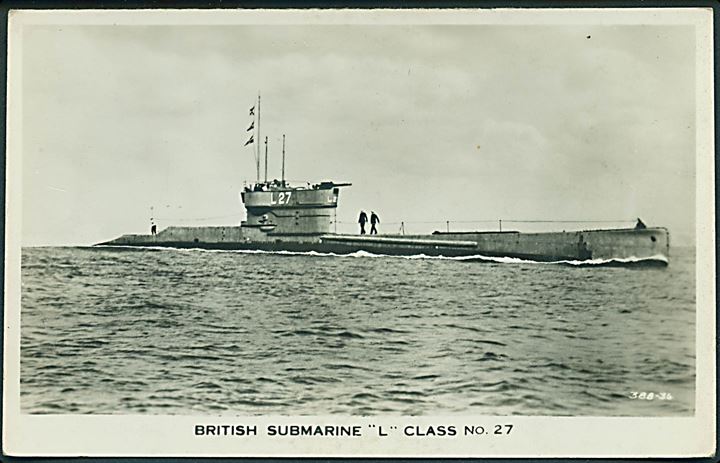Royal Navy ubåd L27. Valentine's no. 38B-36.