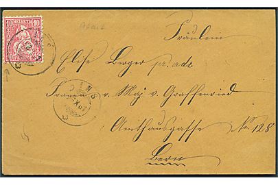10 c. Helvetia på brev fra Ins d. 23.10.1881 til Bern.