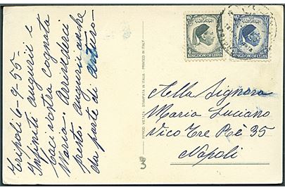 4 mills og 20 mills på brevkort fra Tripoli d. 6.9.1955 til Napoli, Italien.