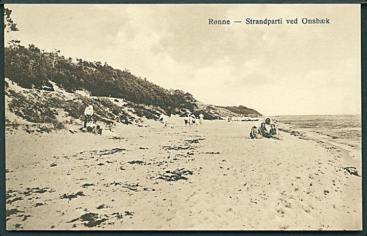 Bornholm. Rønne. Strandparti ved Onsbæk. Frits Sørensen no. 495. 