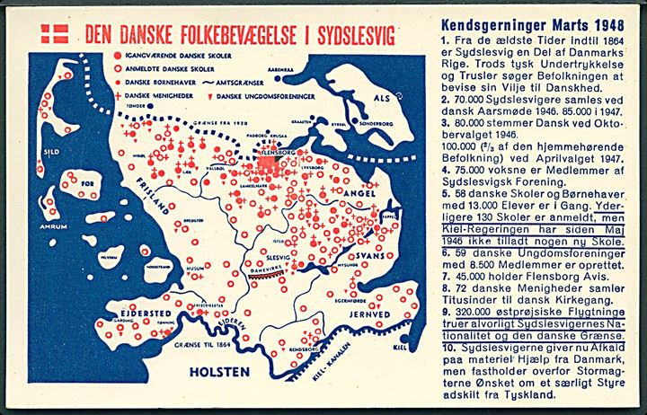 Den danske Folkebevægelse i Sydslesvig. Propagandakort 1948.
