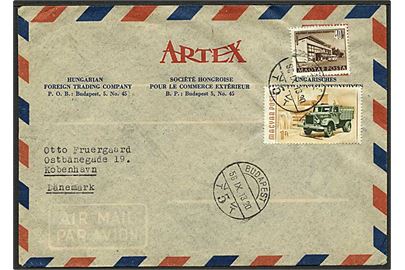 1,40 ft. blandingsfrankeret luftpostbrev fra Budapest d. 13.9.1956 til København, Danmark.
