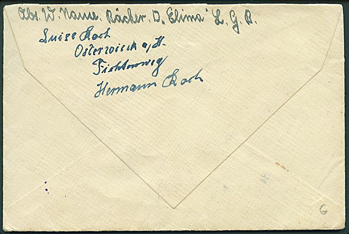 12 pfg. Hitler på brev annulleret Feldpost d. 17.12.1943 til Osterweich, Tyskland. Påskrevet Durch Deutsche Feldpost über Luftgaupostamt Berlin. Sendt fra sømand ombord på S/S Elima. Passér stemplet ved den tyske censur i Berlin.