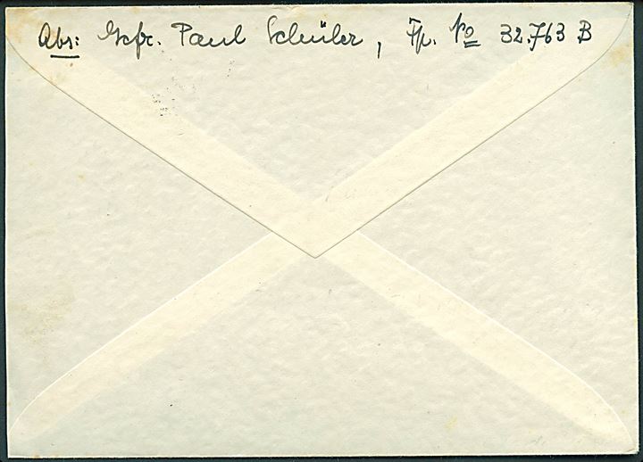 Ufrankeret tysk feltpostbrev med Krigsmarine mærket stemplet Feldpost d. 23.1.1942 til Freiburg, Tyskland. Sendt fra feldpost 32763B (= Marine-Flak-Abteilung 204 stationeret i Esbjerg).