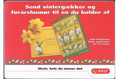 Mussemåtte fra Post Danmark. Reklame for posthusets flotte gækkebrev.