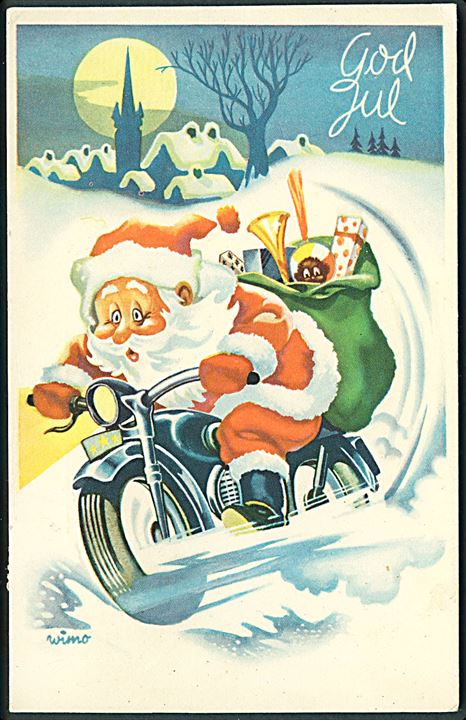 Otto Wiese-Moe (Wimo): Julemand på motorcykel. N.P.I. no. 1230.