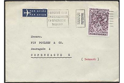 3,50 e. Cabral single på luftpostbrev fra Lissabon 1969 til København, Danmark.