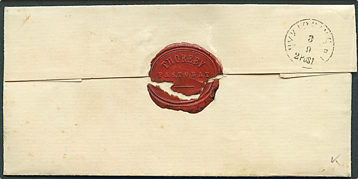 8 øre Tjenestemærke på brev fra Toreby Pastorat annulleret med lapidar VI Grænge d. 3.9.1875 til Nykjøbing F.