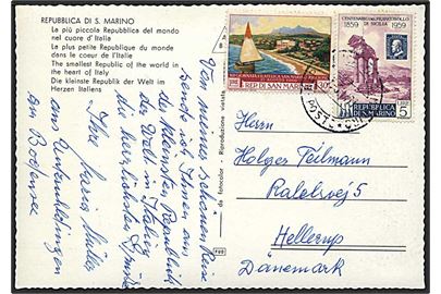 35 l. blandingsfrankeret brevkort fra San Marino d. 7.5.1961 til Hellerup, Danmark.