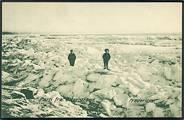 Fredericia, Østerstrand med isskruninger under isvinter. No. 6659.