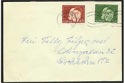 Komplet sæt Nobeldagen på brev fra Narvik d. 10.12.1961 til Stockholm, Sverige.