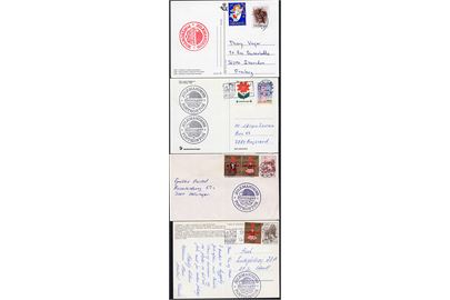 Julemandens Postkontor / Helsingør, særstempel på brev og tre julekort 1978-1992.