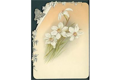 Kartonkort med blomster. Prægekort. Uden adresselinier. U/no. 12,4 x 9,2 cm. 