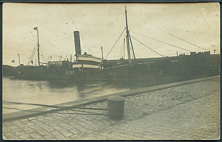 Scot, S/S, D/S Scot, Aarhus. Sænket af tysk ubåd UC44 i Nordsøen d. 23.4.1917. Fotokort u/no.