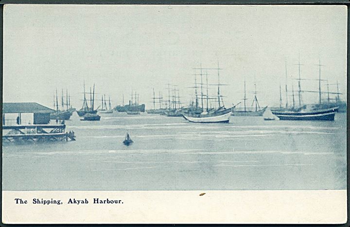 Burma, Akyab, havneparti med sejlskibe. U/no.