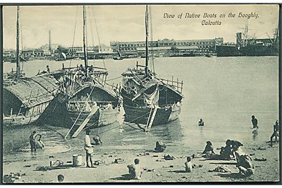 Indien, Calcutta, havneparti med skibe. No. 705.