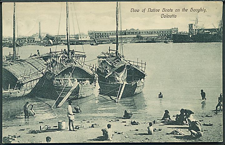 Indien, Calcutta, havneparti med skibe. No. 705.