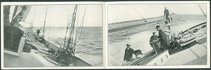 Karina, 3-mastet yacht, bygget til Commodore Robert E. Tod i 1911. Lille illustreret reklame folder.