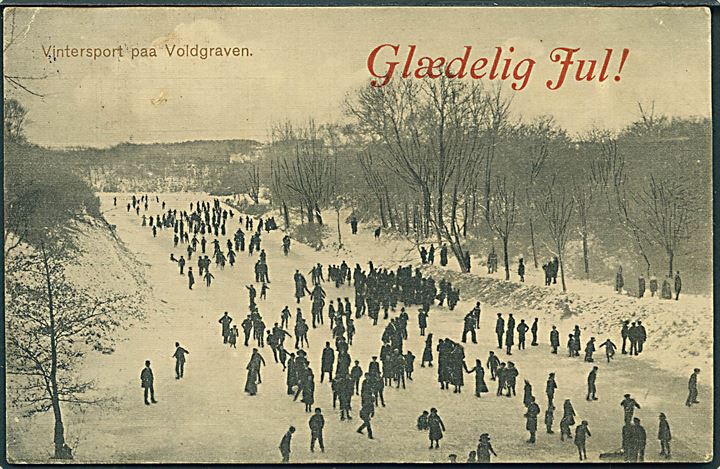 København. Glædelig Jul. Vintersport paa Voldgraven. J. A. F. no. 426. 
