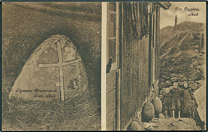 Færøerne. Fra Bygden, Skuö. Sigmund Brestersons grav. A. Brend no. 304307. 