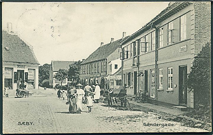 Sæby. Søndergade med bla. Tandlæge. Stenders no. 13199. 