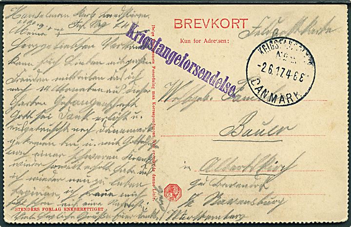 Ufrankeret brevkort påskrevet feldpostkarte og stemplet Krigsfangeforsendelse med brotype IIIb Krigsfangelejr No. 2 Danmark d. 2.6.1917 til Württemberg, Tyskland. Fra interneret tysk soldat i lazaretlejren i Hald ved Viborg.