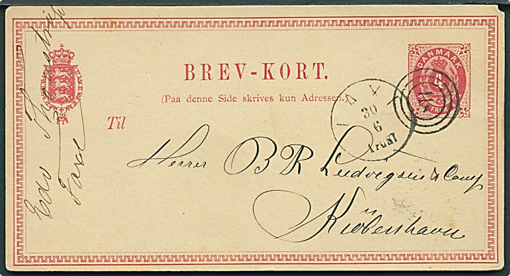 4 sk. helsagsbrevkort anvendt i ØRE-perioden annulleret med nr.stempel 118 og sidestemplet lapidar Faxe d. 30.6.1875 til København.