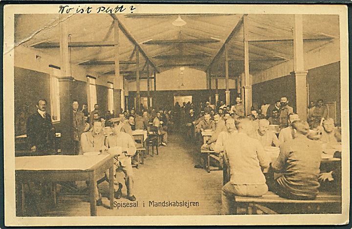 Ufrankeret krigsfangekort (Spisesal i Mandskabslejren) stemplet Krigsfangelejr No. 2 Danmark d. 24.11.1917 og sidestemplet Viborg d. 24.11.1917 til Klampenborg.