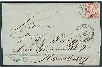 Norddeutscher Postbezirk. 1 gr. på brev fra Kiel d. 9.1.1870 til Hamburg.