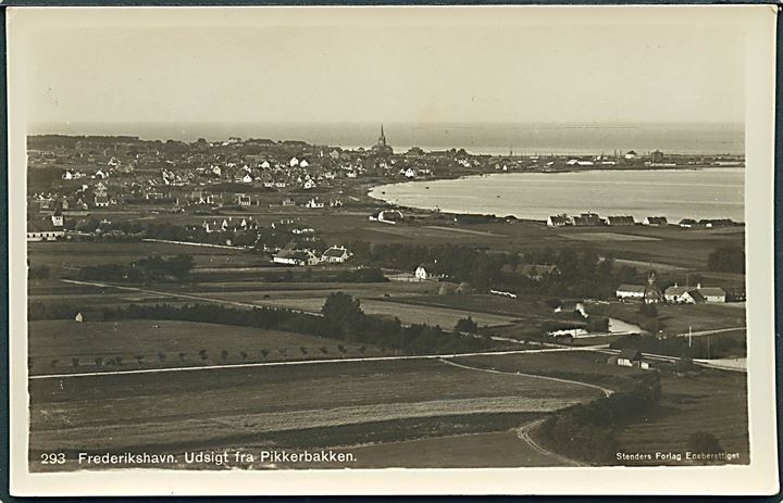 Frederikshavn med bla. mølle. Udsigt fra Pikkerbakken. Stenders no. 293. 