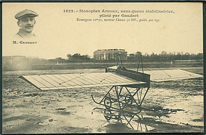 Den franske flyver M. Gaudart og hans flyver. No. 1622. Gaudart omkom ved en flyulykke i 1913.