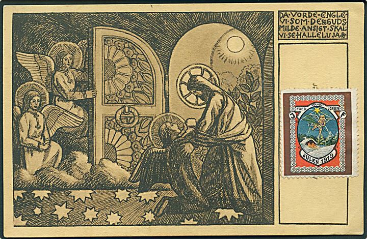Jernfonden Julemærke 1913 på billedside af julekort frankeret med 5 pfg. Germania annulleret Warnitz (Kr. Apenrade) d. 22.12.1913 til Fohl.