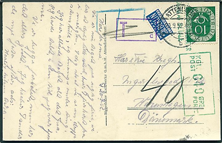 10 pfg. Germania med perfin S. & C. på brevkort fa firma Suhr & Claussen i Hamburg d. 4.7.1913 til Aodalsbrug, Norge.