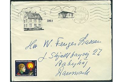 Ufrankeret illustreret kuvert med Thorvaldsen Forening Julemærke 1966 fra Reykjavik d. 18.12.1966 til Åbyhøj, Danmark. Ikke udtakseret i porto.