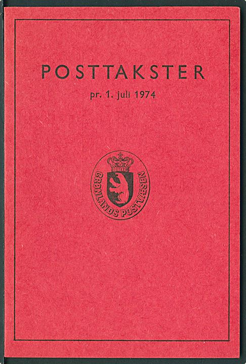 Gørnlands Postvæsen Posttakster pr. 1.7.1974. 