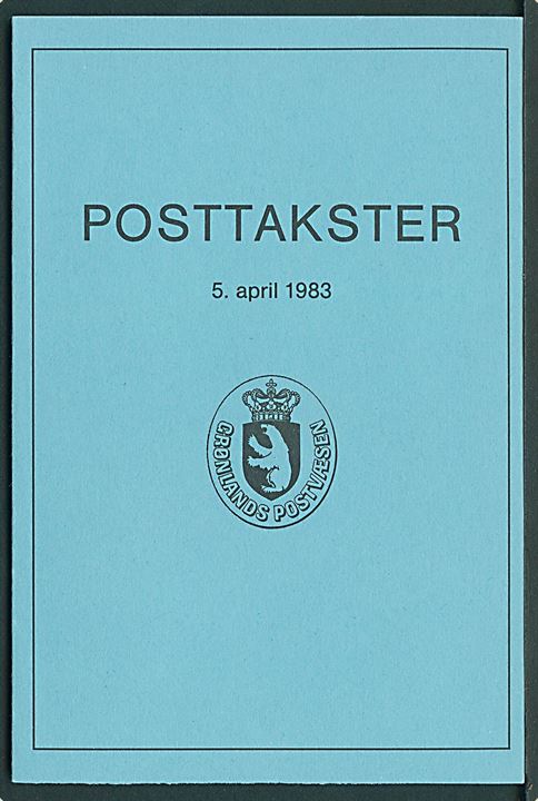 Gørnlands Postvæsen Posttakster pr. 5.4.1983.