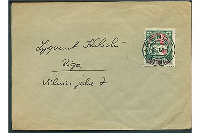 50 kop. Lettgallens genforening single på brev stemplet Renge d. 22.3.1920 til Riga.