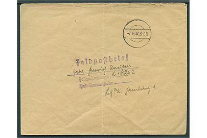 Ufrankeret feltpostbrev fra Sylter Inselbote Westerland/Sylt annulleret med stumt stempel d. 7.6.1940 til feltpost L.18262 Lgpa Hamburg (= Stab Luftwaffen-Bau-Bataillon 12/XI).