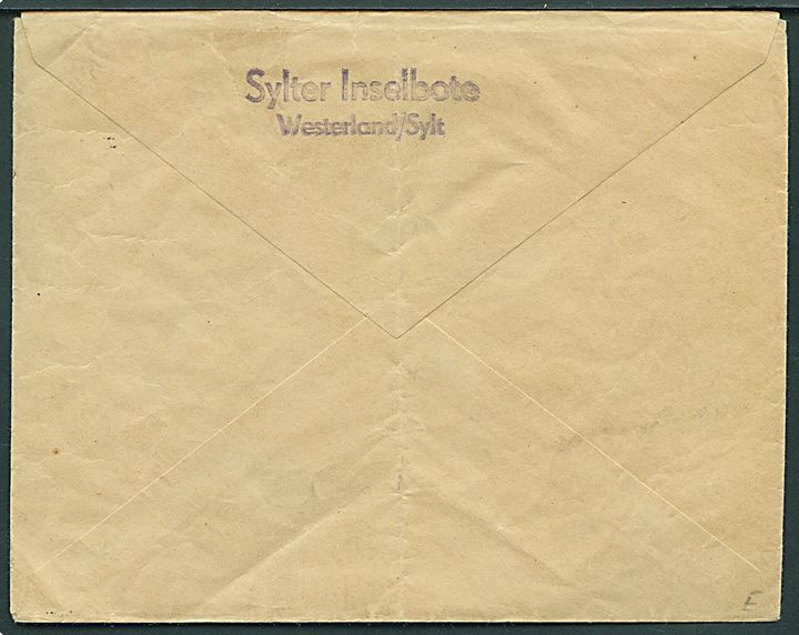 Ufrankeret feltpostbrev fra Sylter Inselbote Westerland/Sylt annulleret med stumt stempel d. 7.6.1940 til feltpost L.18262 Lgpa Hamburg (= Stab Luftwaffen-Bau-Bataillon 12/XI).