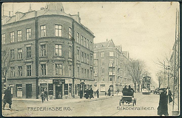 Frederiksberg. Falkoneralleen med dobbeltdækker sporvogn. H. Chr. P. no. 9459. 
