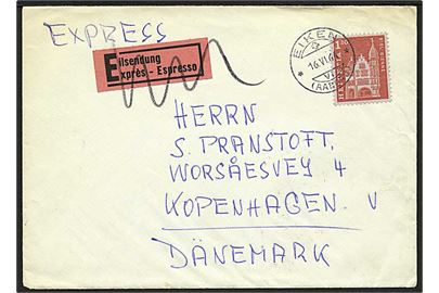 1,30 fr. single på ekspresbrev fra Eiken d. 16.6.1964 til København.