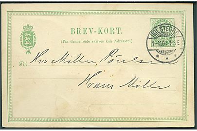 5 øre Våben helsagsbrevkort anvendt som fortrykt adviskort fra Statsbanedriften stemplet Holstebro d. 1.11.1901 til Hvam Mølle. På bagsiden liniestempel HOLSTEBRO.