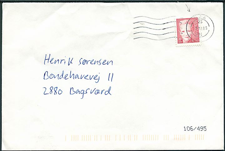 4,50 kr. Margrethe på brev fra Ørsted annulleret med forsøgs maskinstempel BRA (= Brabrand) d. 1.12.2005 til Bagsværd.