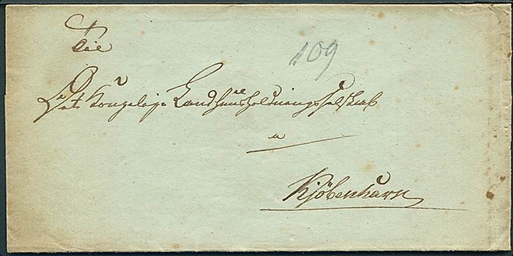 1833. Foldebrev med indhold dateret d. 26.9.1833 til Det kongelige Landhuusholdningsselskab i Kjøbenhavn.