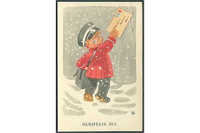 Illa Winkelhorn: Glædelig Jul. Postbud med brev. Stenders, serie 950. 