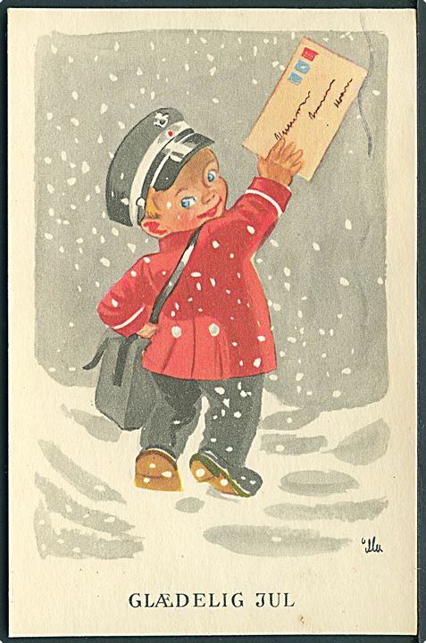 Illa Winkelhorn: Glædelig Jul. Postbud med brev. Stenders, serie 950. 