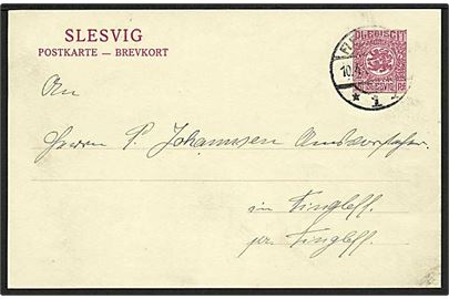 15 pfg. Fælles udg. helsagsbrevkort fra Flensburg d. 10.4.1920 til Tinglev.