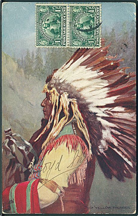 Indianer høvding Yellow Thunder. Tucks & Sons Indian Chiefs no. 2171.