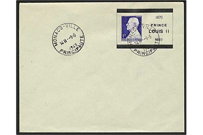 1 fr. single på uadresseret sørgekuvert for Prins Louis II stemplet Monaco Ville d. 14.2.1949.