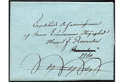 1811. Tjenestebrev med kronoslingar dateret d. 21.6.1811 til Krono Länsmann Ravander i Näs. Fuldt indhold vedr. militære anliggender.